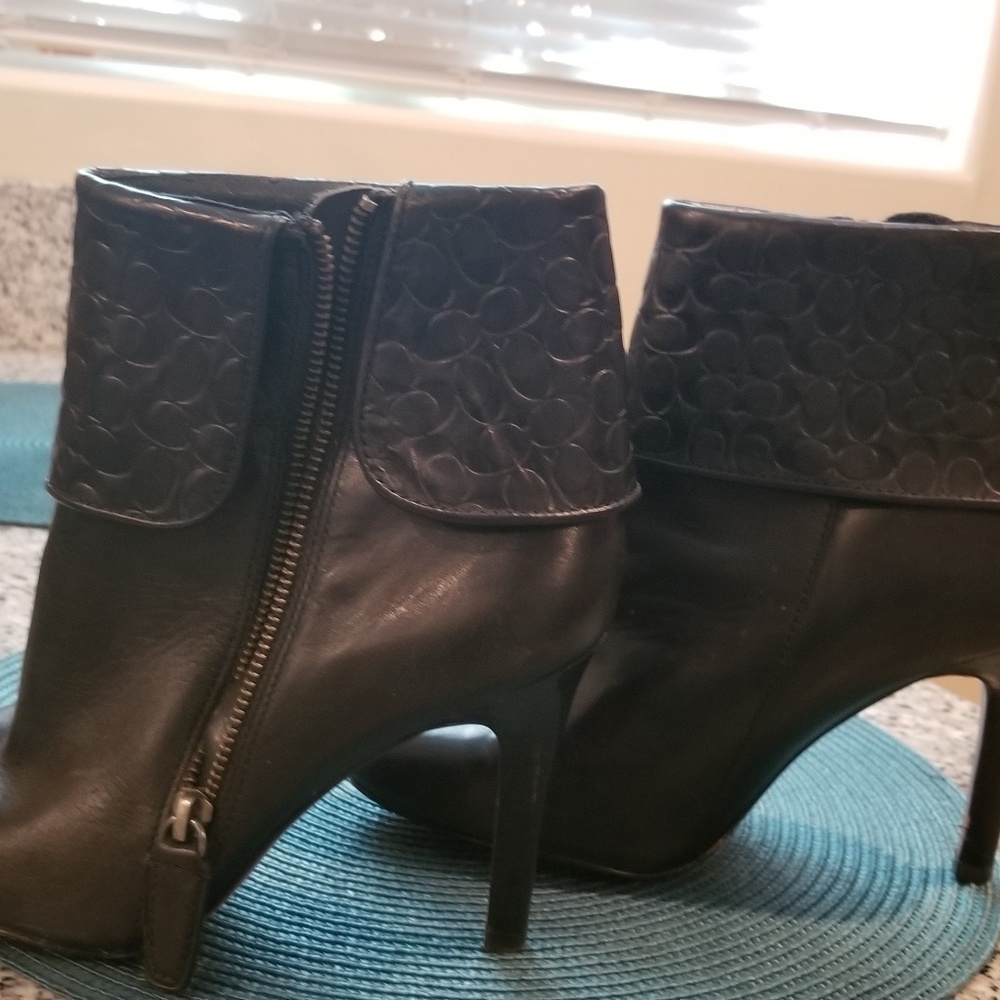 Black Coach low top leather booties